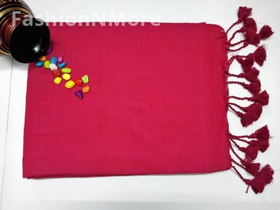Plain Khadi Cotton Saree with Running Blouse