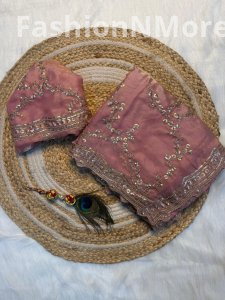 Premium Space Silk Embroidered Saree with Running Blouse