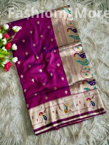 Premium Soft Silk Paithani Saree with Peacock-Parrot Border & Brocade Blouse