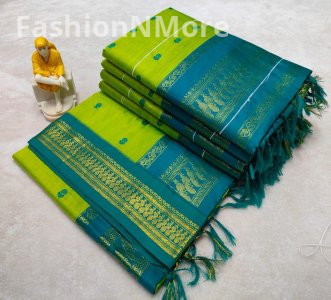 Premium Kalyani Cotton Saree | Lata Gadwal Paithani with Grand Zari Pallu