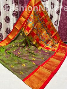 Pure Silk Kadiyal Border Paithani Saree with Allover Mina Butties