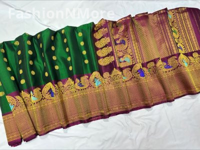 Pure Silk Handloom Gadwal Saree with Meena Turning Border
