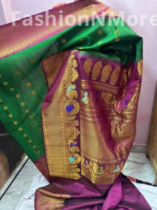 Pure Silk Handloom Gadwal Saree with Meena Turning Border