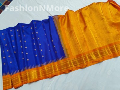 Contrast Kuttu Handloom Pure Silk Gadwal Saree