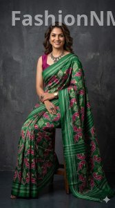 Pure Handloom Pochampally Ikkat Silk Saree – Patola Twin Bird Design | Silk Mark Certified