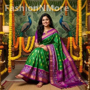Pure Handloom Ikkat Silk Saree – Exclusive Designer Collection | Silk Mark Certified