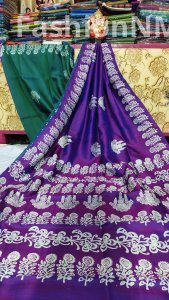 Elegant Bishnupuri Half & Half Katan Block Silk Saree – Silk Mark Certified Pure Silk