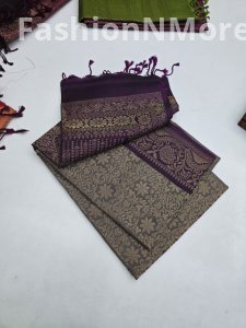 Kanchipuram Powerloom Pure Soft Silk Saree | Silk Mark Certified | Jari Brocade Weaving