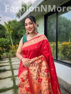Gayatri Soft Paithani Silk Saree | Traditional Paithani Border | Meenakari Motifs