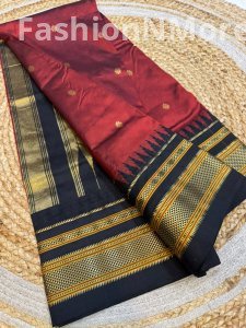 Exclusive Pure Silk Ilkal Saree with Korvai Temple Border