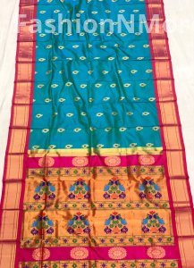 Maharani Paithani Saree | Pure Silk | Meena Peacock Butties | Maharani Pallu