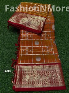 Venkatagiri Pure Handloom Pattu Saree | Hand-Butta Weaving | 6-Inch Border
