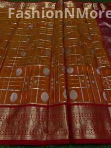 Venkatagiri Pure Handloom Pattu Saree | Hand-Butta Weaving | 6-Inch Border