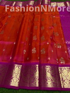 Venkatagiri Pure Handloom Pattu Saree | Hand Buta | 6-Inch Border