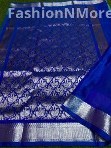 Venkatagiri Pure Handloom Pattu Saree | Hand Buta | 4-Inch Border