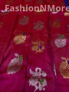 Venkatagiri Pure Handloom Pattu Saree | Hand Buta | 12-Inch Border