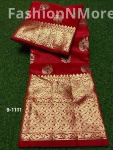 Venkatagiri Pure Handloom Pattu Saree | Hand Buta | 12-Inch Border