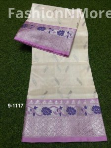 Venkatagiri Pure Handloom Pattu Saree | Hand Buta | 6-Inch Border