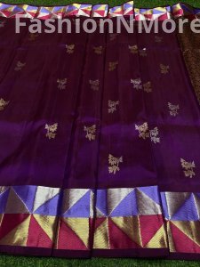 Venkatagiri Pure Handloom Pattu Saree | Hand Buta | 6-Inch Border