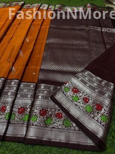 Venkatagiri Pure Handloom Pattu Saree | Hand Buta | 10-Inch Border