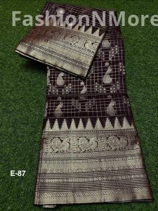 Venkatagiri Pure Handloom Pattu Saree | Hand Buta | 12-Inch Border