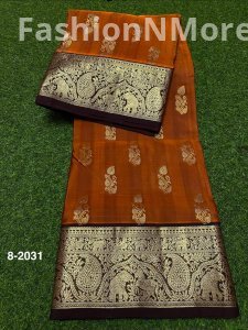 Venkatagiri Pure Handloom Pattu Saree | Hand Buta | 6-Inch Border