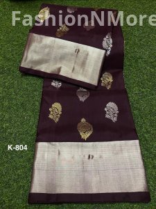 Venkatagiri Pure Handloom Pattu Saree | Hand Buta | 6-Inch Border