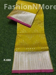 Venkatagiri Pure Handloom Pattu Saree | Hand Buta | 6-Inch Border