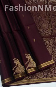 Bridal Pure Silk Soft Silk Saree | Double Warp | Tissue Border with Elephant Meena Work