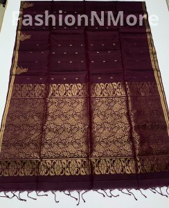 Bridal Pure Silk Soft Silk Saree | Double Warp | Tissue Border with Elephant Meena Work