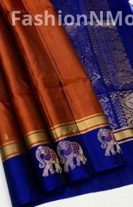 Bridal Pure Silk Soft Silk Saree | Double Warp | Tissue Border with Elephant Meena Work