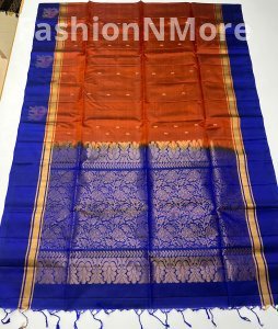 Bridal Pure Silk Soft Silk Saree | Double Warp | Tissue Border with Elephant Meena Work