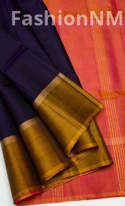 Pure Silk Plain Saree | Double Warp | Contrast Pallu & Blouse