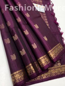 Bridal Pure Silk Soft Silk Saree | Double Warp | Jacquard Border & Zari Putta Work
