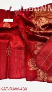 Pure Handloom Banarasi Tussar Raw Silk Saree | Rich Contrast Pallu | Silk Mark Certified