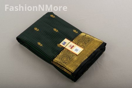 Handloom Kanchipuram Pure Silk Saree | Vaira Oosi & Golden Zari Rose Motifs