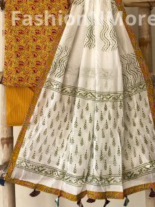 Ajrakh Fusion Pure Cotton Suit Set | Patchwork Dupatta | Kantha Bottom